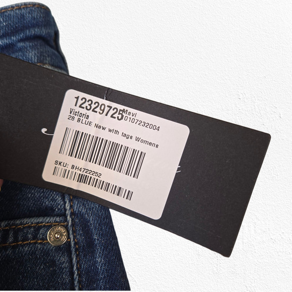 Mavi Dark Wash High Rise Wide Leg Raw Hem Victoria Flare Mom Jeans Size 28 - Picture 9 of 11